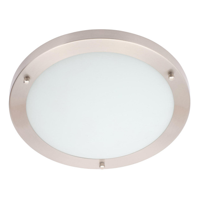 Spa 310mm Delphi LED Flush Ceiling Light 18W Cool White Opal Glass and Satin Nickel Main Image