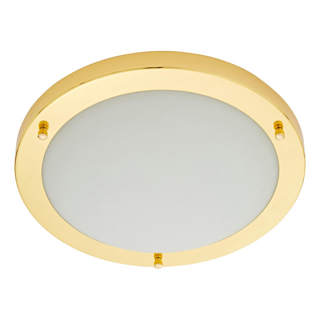 Spa 310mm Delphi LED Flush Ceiling Light 18W Cool White Opal Glass and Brass Main Image