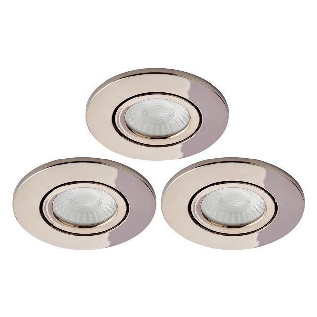 Spa Como LED Tiltable Fire Rated Downlight 5W Dimmable (3 Pack) Cool White Brushed Chrome IP65 Main Image