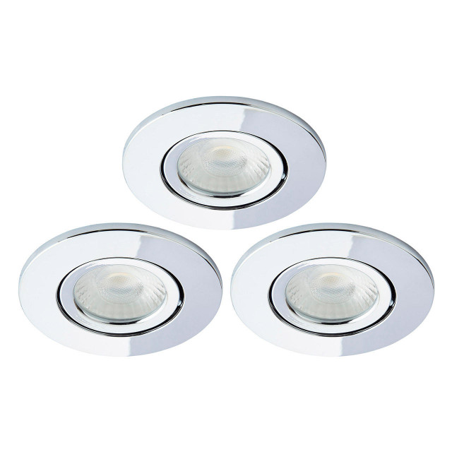 Spa Como LED Tiltable Fire Rated Downlight 5W Dimmable (3 Pack) Cool White Chrome IP65 Main Image