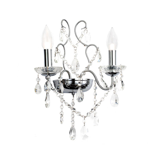 Spa Pro Annalee 2-Light Wall Light Crystal Glass and Chrome Main Image