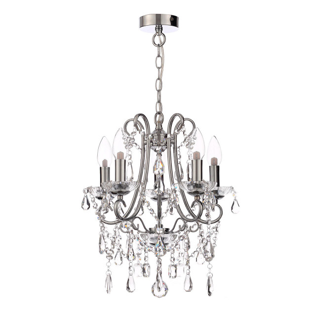 Spa Pro Annalee 385mm 5-Light Chandelier Crystal Glass and Chrome Main Image