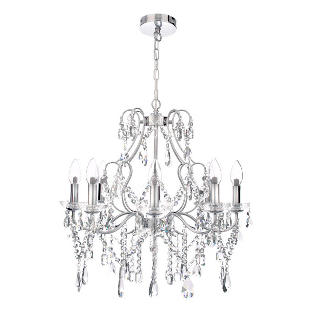 Spa Pro Annalee 8-Light Chandelier Crystal Glass and Chrome Main Image