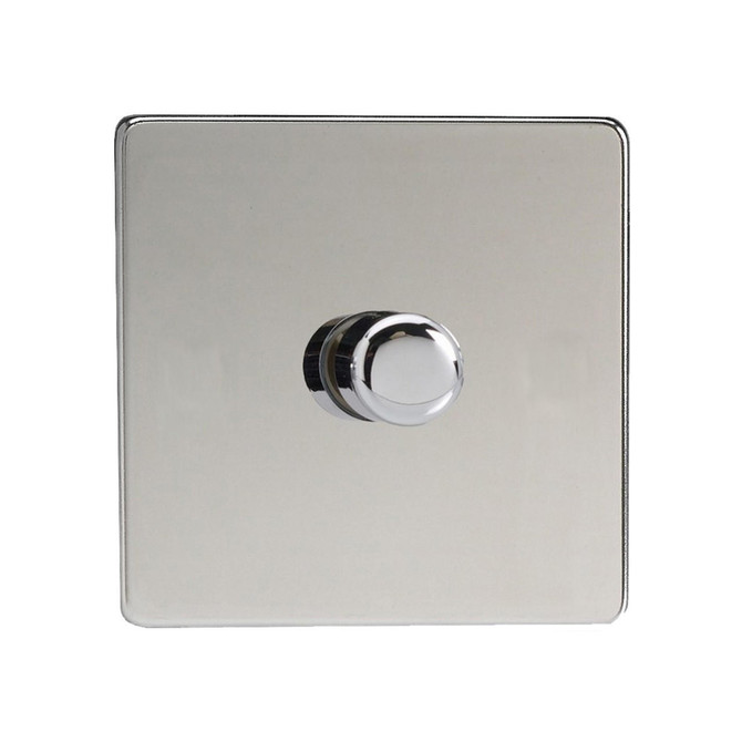 Varilight Screwless LED V-Pro Urban 1 Gang Rotary Dimmer Switch Polished Chrome Main Image