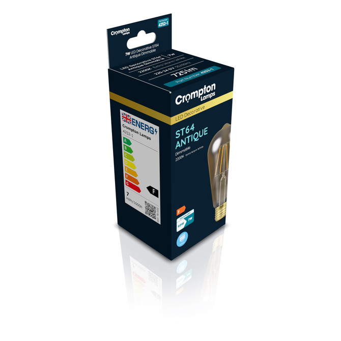 Crompton Lamps LED ST64 7W E27 Filament Extra Warm White Antique Bronze Dimmable 4 Pack 3