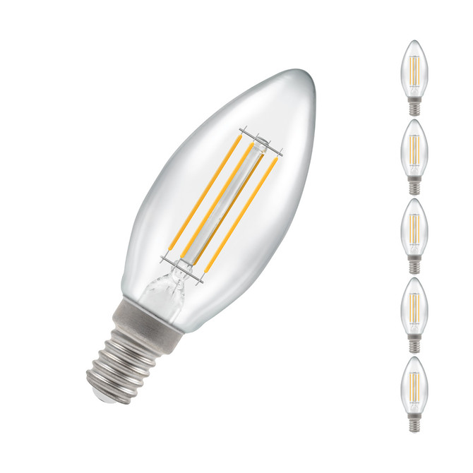 Crompton Lamps LED Candle 5W E14 Dimmable Filament (5 Pack) Warm White Clear (40W Eqv) 1