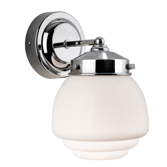 Firstlight Art Deco Classic 1930's Style Acorn Wall Light in Chrome and Milky White Glass 1