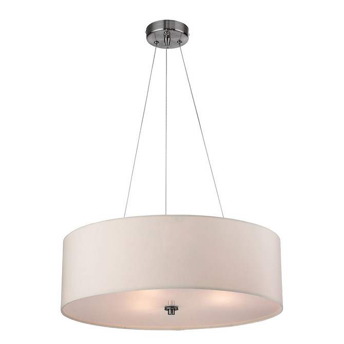 Firstlight Phoenix Contemporary Style 3-Light Pendant Light Brushed Steel with Cream Shade 1