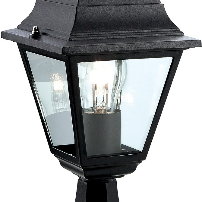 Firstlight Pillar Traditional Style 4-Panel Post Light in Black and Clear Glass 2
