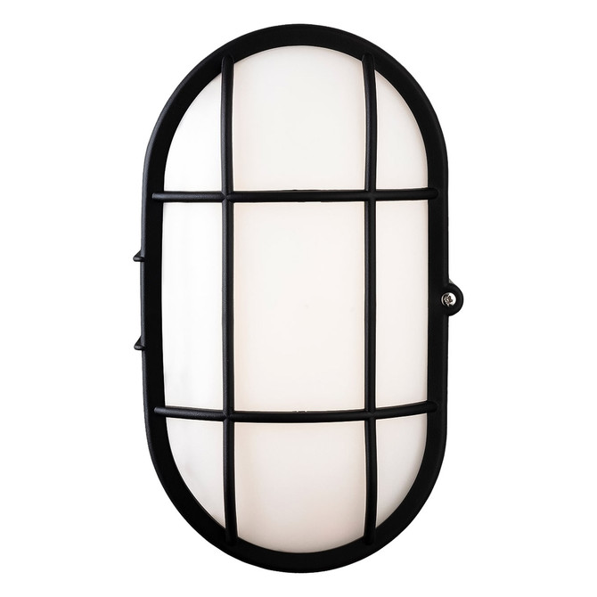 Firstlight Lewis Retro Style LED Oval Bulkhead 9W Warm White in Black and Opal 5