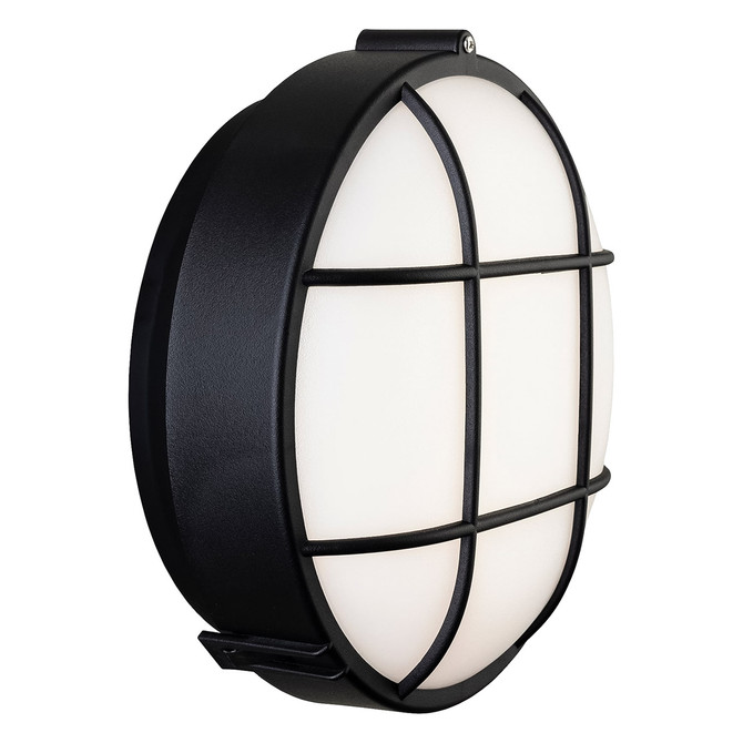 Firstlight Lewis Retro Style LED Round Bulkhead 9W Warm White in Black and Opal 3