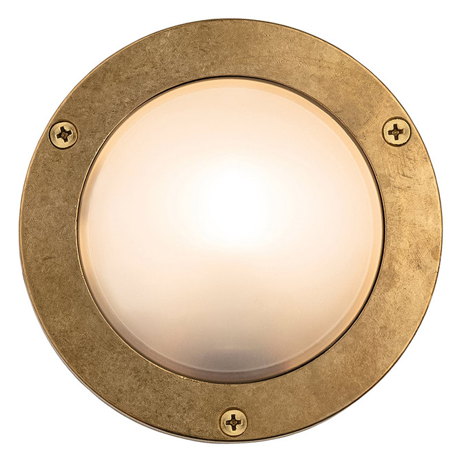 Firstlight Nautic Traditional Style 14cm Round Bulkhead in Brass and Frosted 3