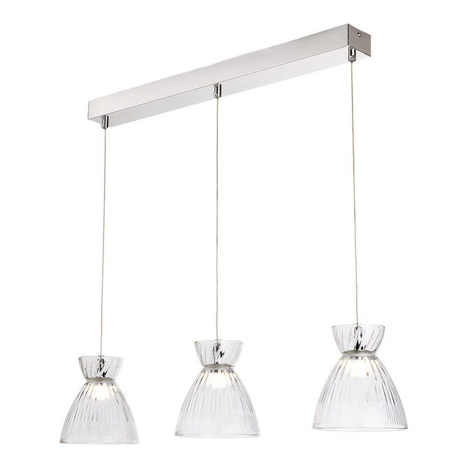 Firstlight LED Royale 3-Light Pendant Light Warm White 3000K Clear in Chrome