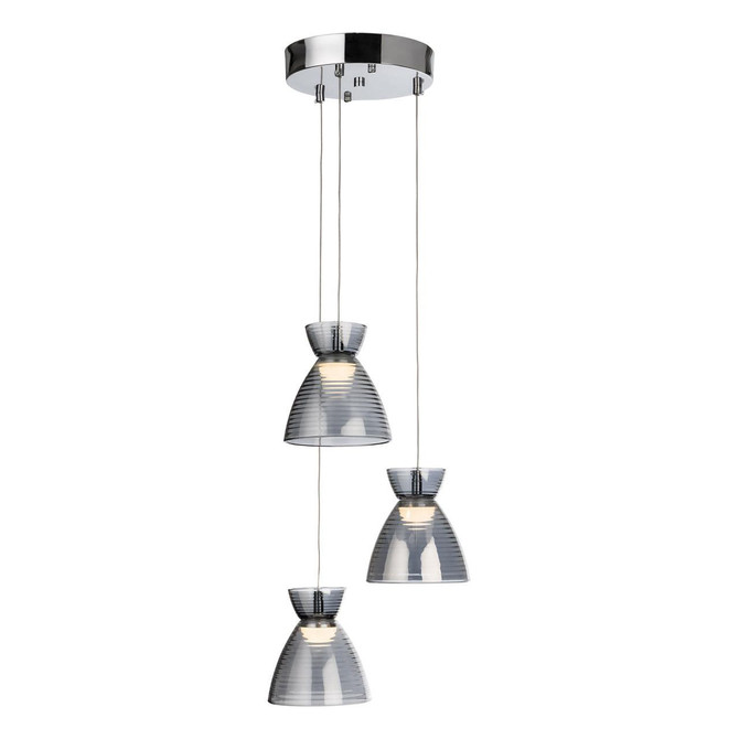 Firstlight LED Royale 3-Light Cluster Pendant Light Warm White 3000K Smoked in Chrome
