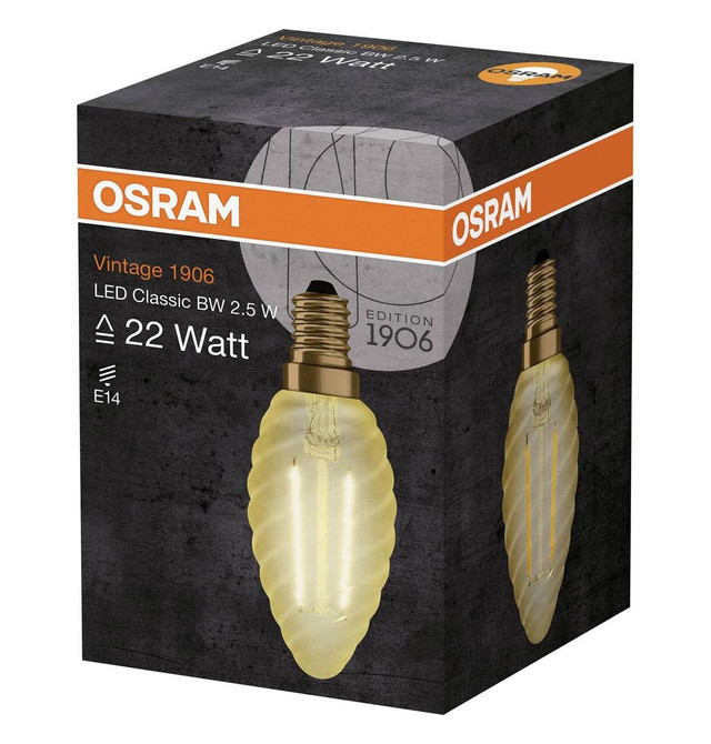 Osram LED Candle 2.5W E14 Vintage 1906 Twisted Extra Warm White Gold Gold Image 4