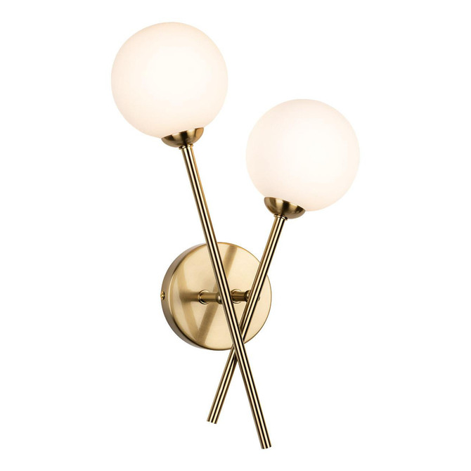 Firstlight Lando 2-Light Wall Wall Light Opal in Brushed Brass