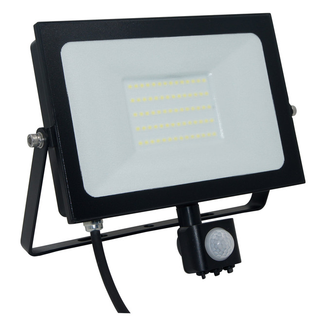 Phoebe LED Floodlight 50W Atlas-Mini PIR Sensor Cool White Black IP65 Main Image