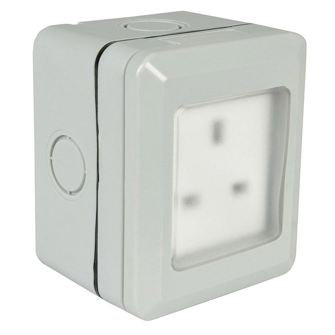 Mercury Weatherproof Outdoor Socket 13A Grey IP55 Main Image