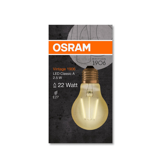 Osram LED Filament GLS 2.5W E27 Vintage 1906 Extra Warm White Gold Image 5