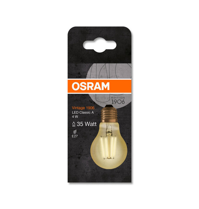 Osram LED Filament GLS 4W E27 Vintage 1906 Extra Warm White Gold Image 5