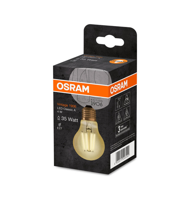 Osram LED Filament GLS 4W E27 Vintage 1906 Extra Warm White Gold Image 4