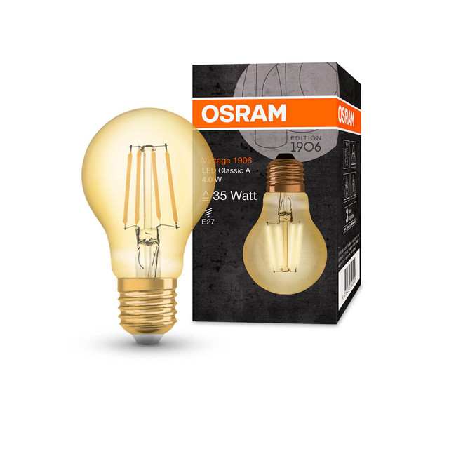 Osram LED Filament GLS 4W E27 Vintage 1906 Extra Warm White Gold Image 3