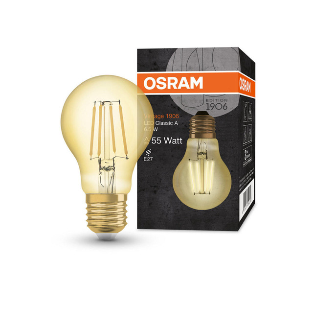 Osram LED Filament GLS 6.5W E27 Vintage 1906 Extra Warm White Gold Image 4