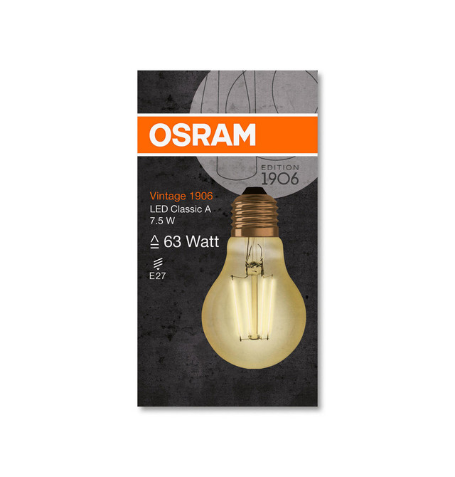 Osram LED Filament GLS 7.5W E27 Vintage 1906 Extra Warm White Gold Image 5