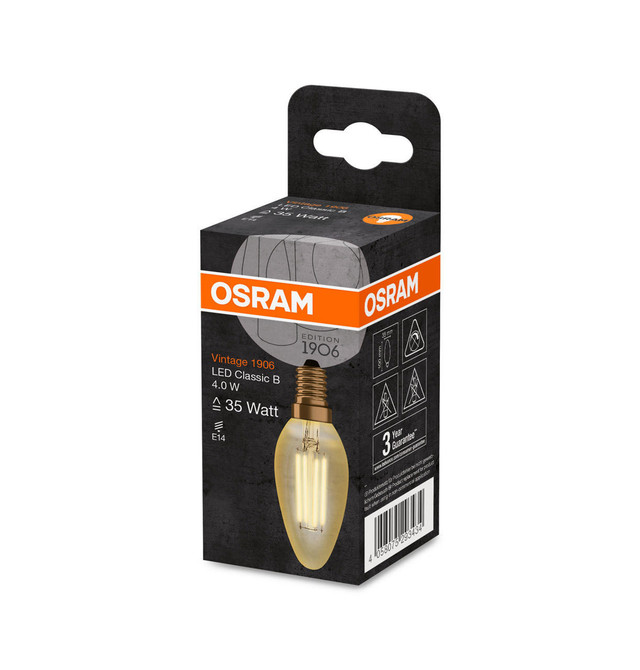 Osram LED Filament Candle 4W E14 Vintage 1906 Extra Warm White Gold Image 5