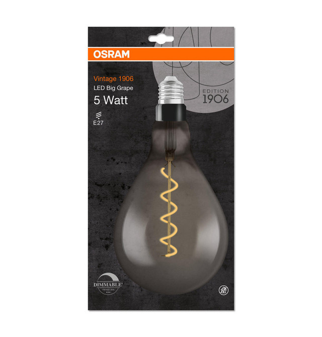 Osram LED Filament Giant GLS 5W E27 Dimmable Vintage 1906 Extra Warm White Smoke Image 7