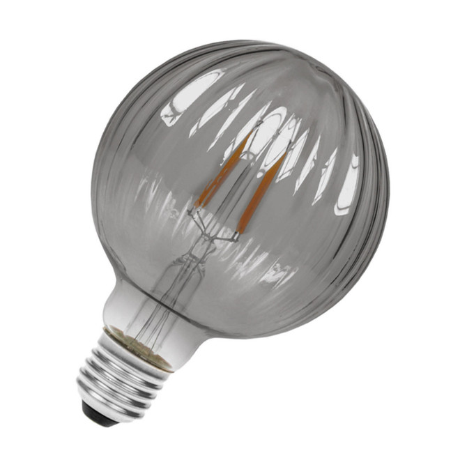 Prolite LED Ribbed Globe 4W E27 Dimmable Funky Filaments Extra Warm White Smoke Main Image