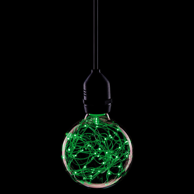 Prolite LED G95 Globe 1.7W B22 Star Effect Funky Filaments Green Clear Polycarbonate Image 4
