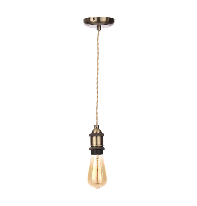 Inlight Dale E27 Pendant Cord Set Antique Brass & Champagne Image 2