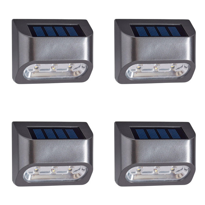 SuperBright LED Solar PREMIER Wall and Fence Light (4 Pack) White Black Main Image