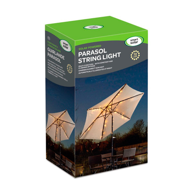 Smart Solar LED Parasol String Light (72 Lights) Warm White Multi-Function Image 2