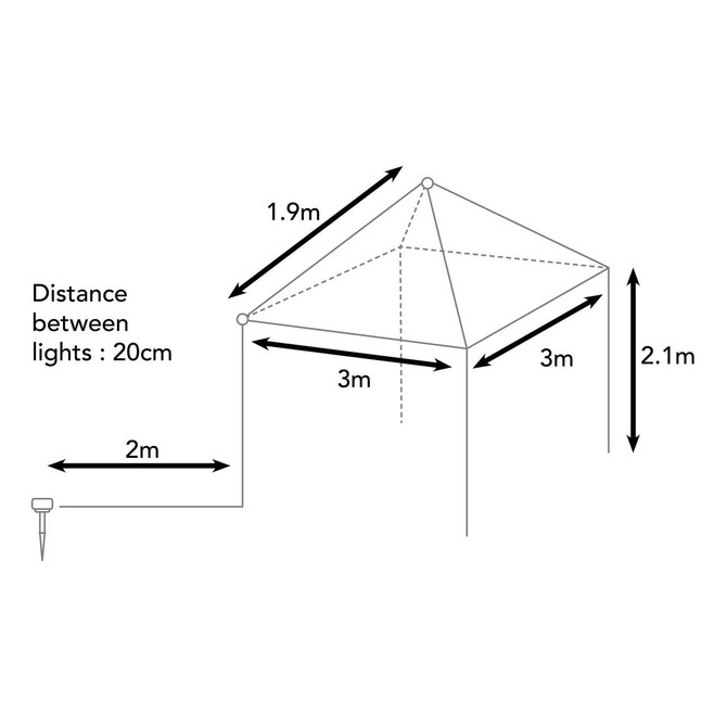 Smart Solar LED 3m x 3m Gazebo String Light (140 Lights) Warm White Multi-Function Image 2