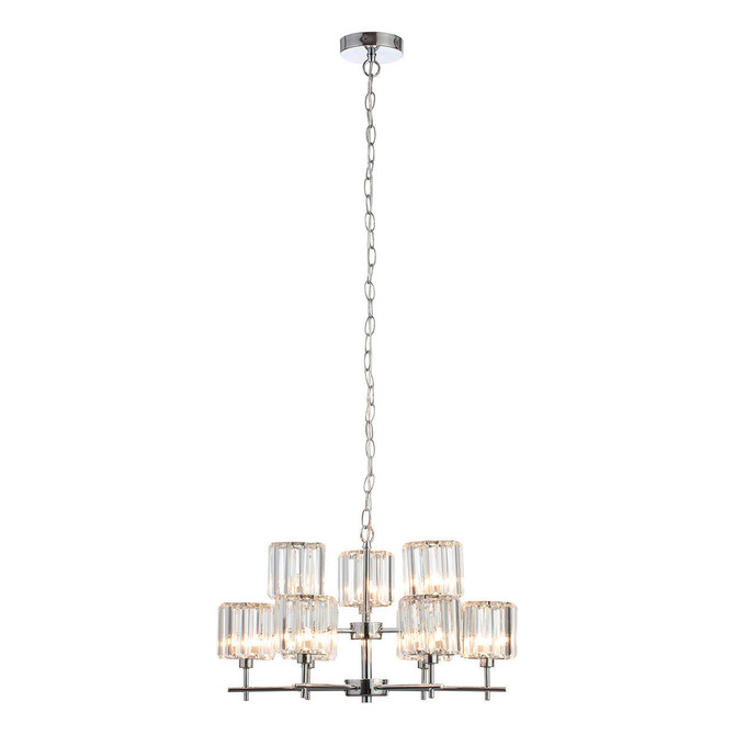 Spa Pegasi 9 Light Chandelier Crystal Glass and Chrome Image 2