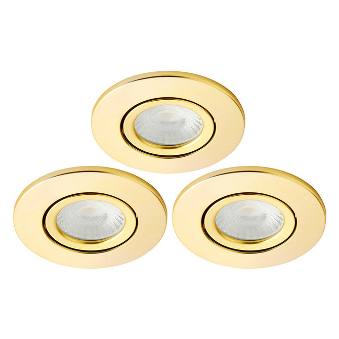 Spa Como LED Tiltable Fire Rated Downlight 5W Dimmable (3 Pack) Cool White Satin Brass IP65 Main Image