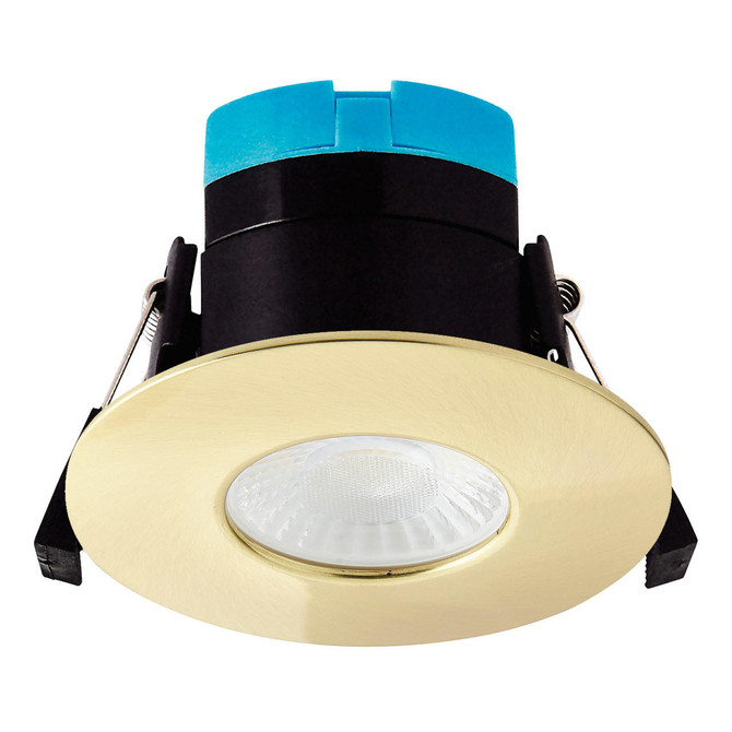 Spa Rhom LED Fire Rated Downlight 8W Dimmable IP65 Tri-Colour CCT Satin Brass Image 3