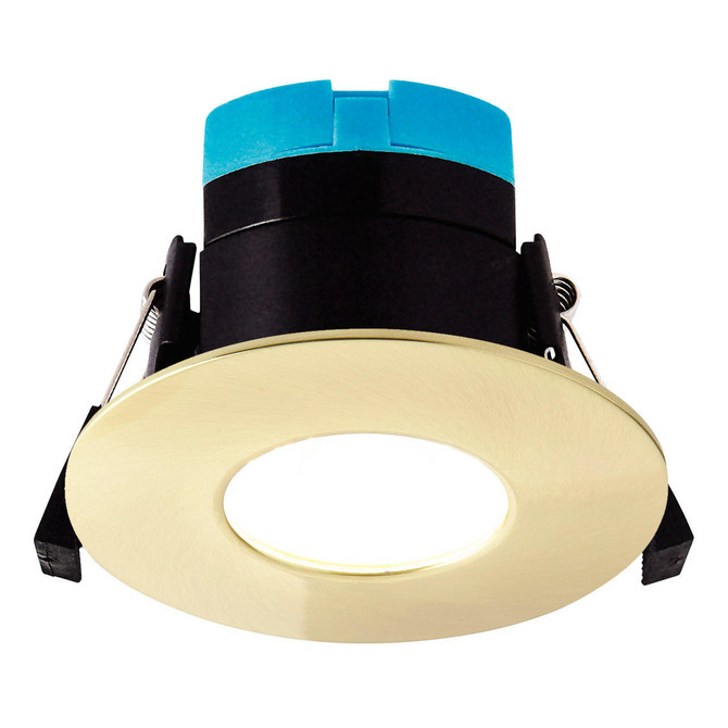 Spa Rhom LED Fire Rated Downlight 8W Dimmable IP65 Tri-Colour CCT Satin Brass Image 4