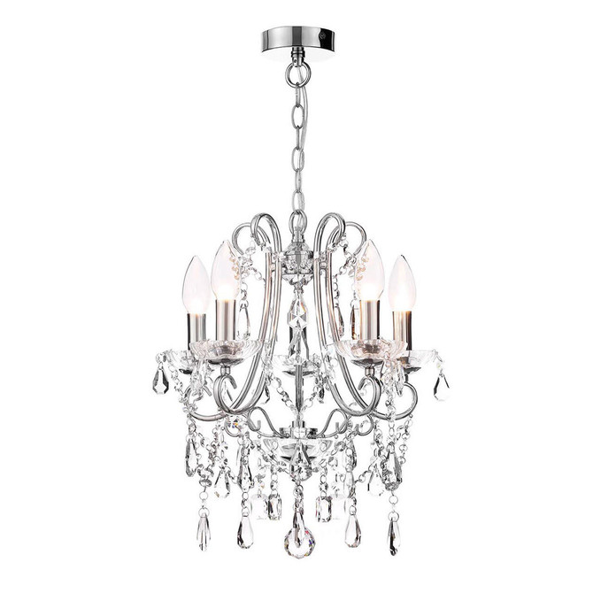 Spa Pro Annalee 385mm 5-Light Chandelier Crystal Glass and Chrome Image 2