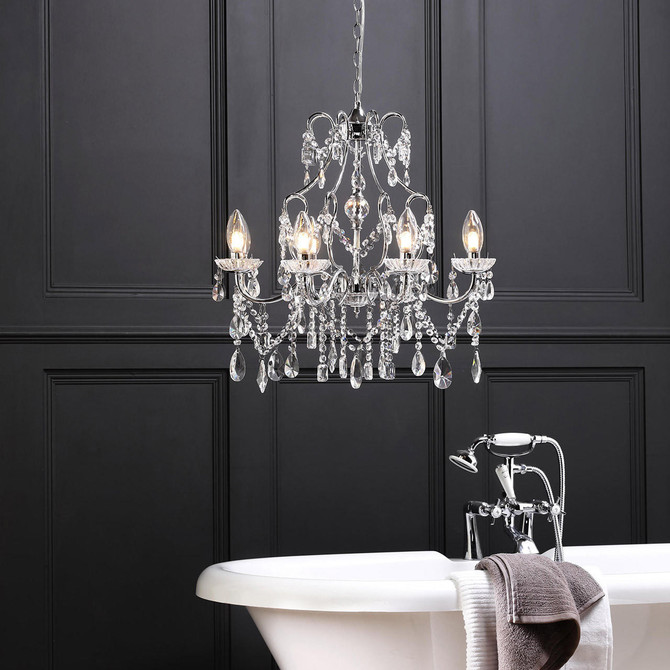 Spa Pro Annalee 8-Light Chandelier Crystal Glass and Chrome Image 5