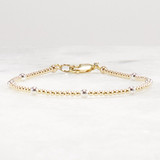 Gold Filled Beaded Bracelet with Sterling Silver Accent Beads, Ultra Skinny