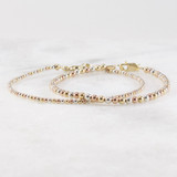 Dainty Mixed Metal Beaded Bracelet, Tri-color Rose Gold Filled Sterling Silver Jewelry, Women's Minimalist Jewelry