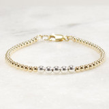 Gold and Silver Bracelet, Mixed Metal Bracelet, 2.5mm and 3.5mm Beads, Womens 50th Birthday Gift
