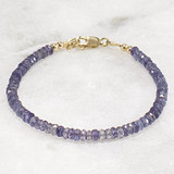 3–3.5mm Iolite Bracelet, Faceted Rondelle, 14k Gold Filled