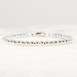 Sterling Silver Bead Bracelet, 4mm or 5mm