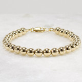 14k Gold Filled Bead Bracelet, 6mm or 7mm, Layering Chunky Luxury Elegant Gold Bracelet