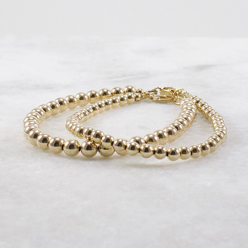 14k Gold Filled Bead Bracelet, 3.5mm or 4.5mm, Stacking Everyday Luxury Bracelet