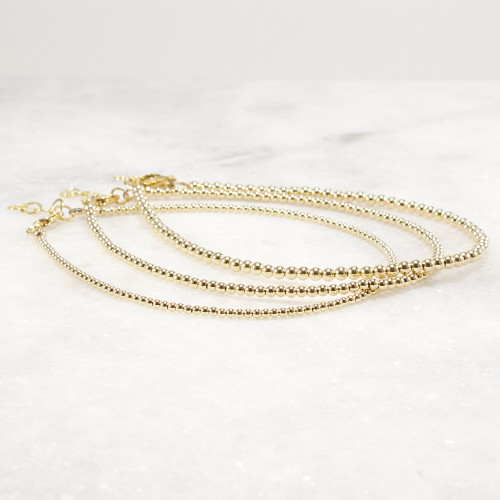 Gold Anklet 14k Gold Filled Beads 2mm or 2.5mm or 3mm